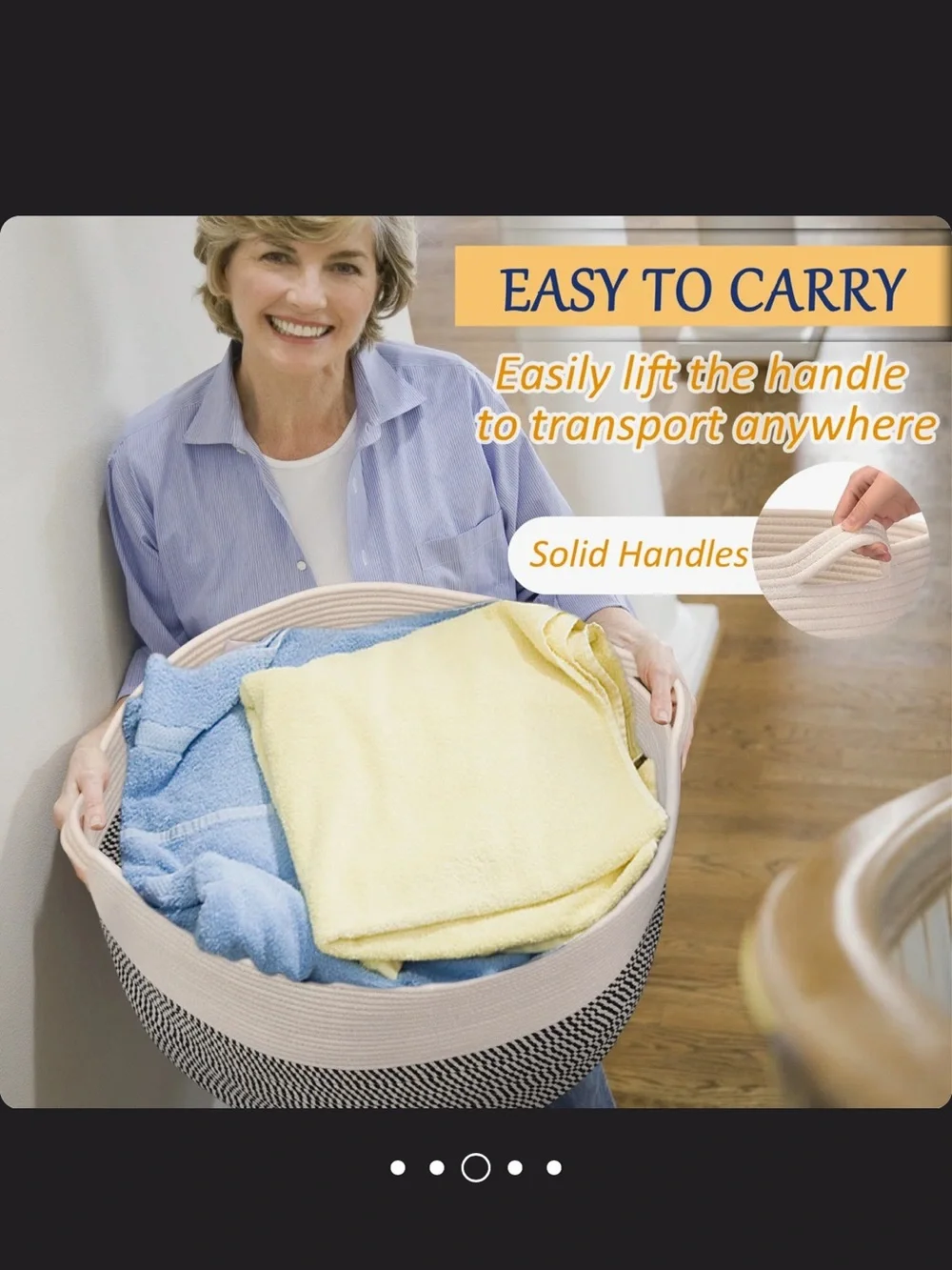 Two-Tone White and Tan Cotton Rope Storage Basket